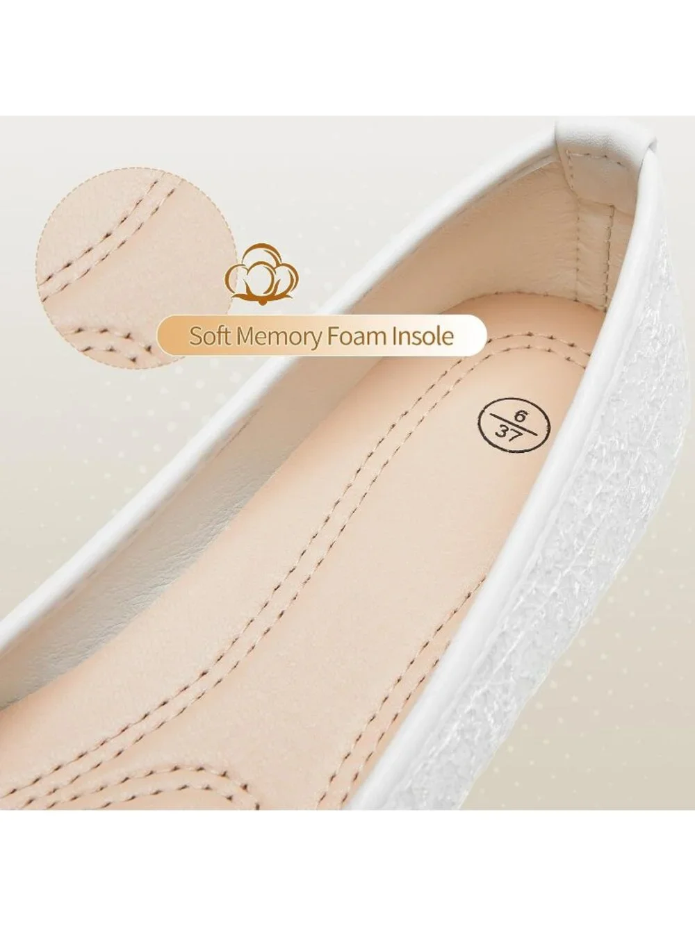 Women's White Pointed Toe Ballet Flats Bow Slip-On Comfortable Dress Shoes